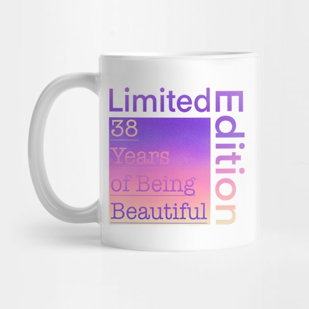 38 Year Old Gift Gradient Limited Edition 38th Retro Birthday by Designora